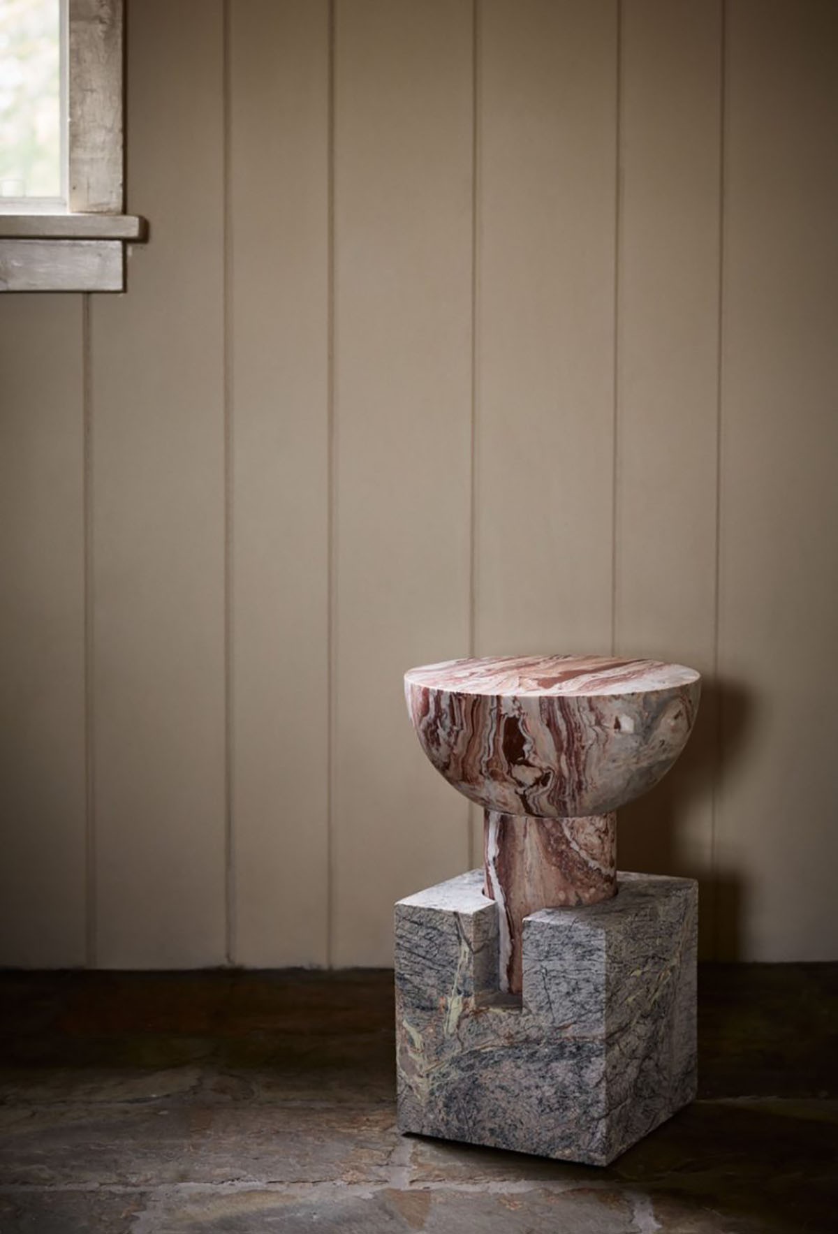BLOCK SIDE TABLE - MARBLE par Anna Karlin