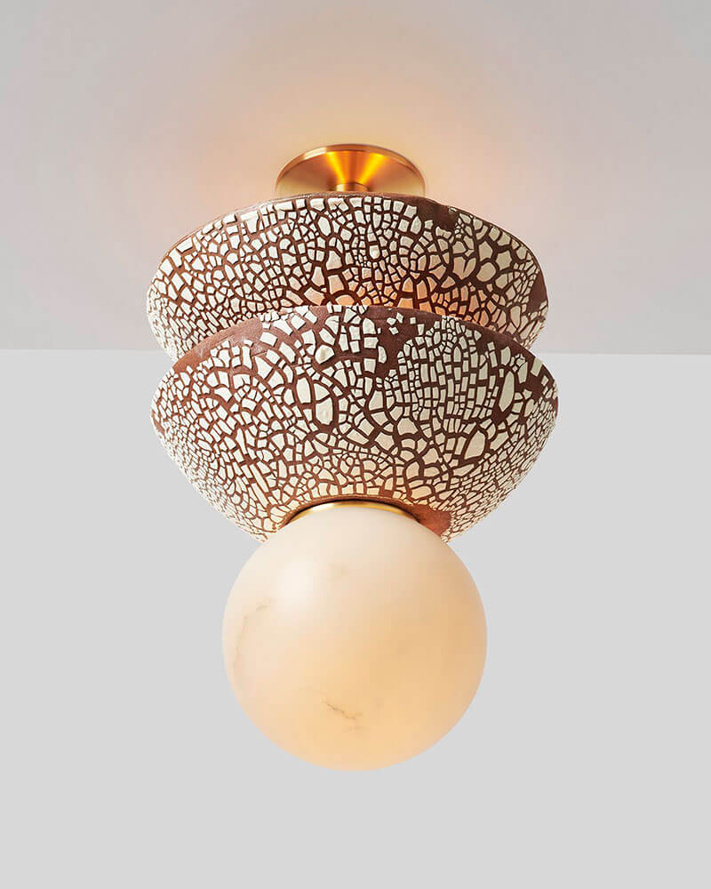MONDAYS - PILAR ROUND ALABASTER PENDANT DOUBLE par Rosie Li